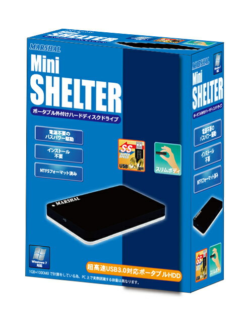 [ MARSHAL ] mini SHELTER 2.5インチポータブルモデル 500GB USB3.0対応 ( MAL2500EX3/BK-F )