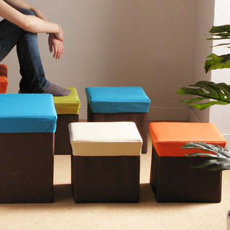 BOX STOOL TRUMP S(ボックススツール トランプ/おもちゃ入れ/折りたたみ/箱/座れる収納/バスケット/一段脚立)