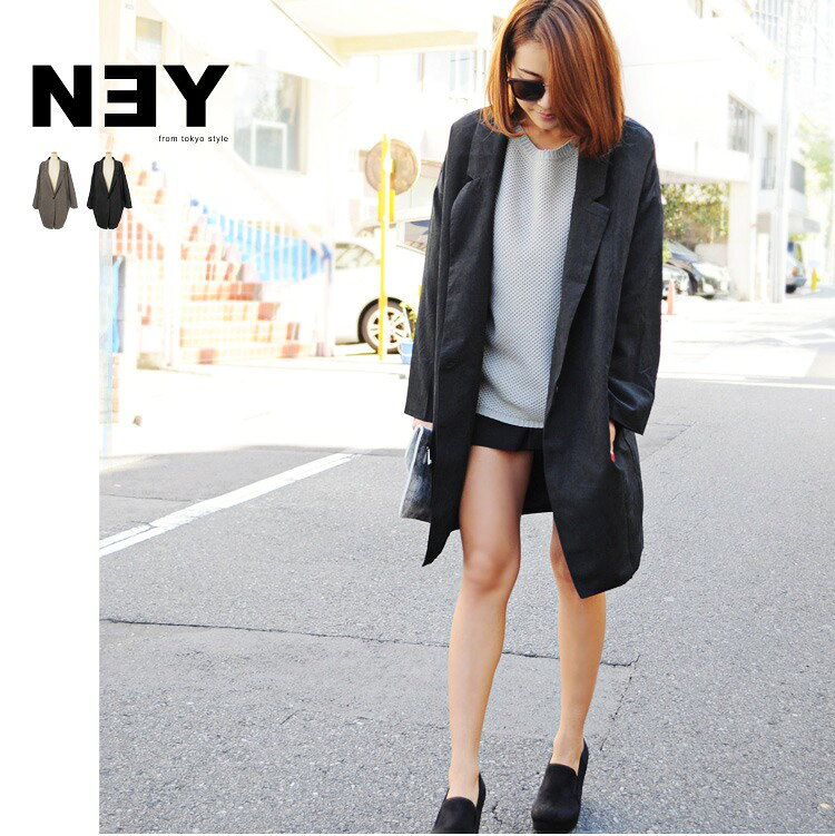 アウター・コート・ジャケット・テーラー・コクーン素材・BIGシルエット♪ライトアウター☆コクーンテーラードジャケット【0380】◎本日注文2月24日頃出荷予定