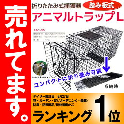 踏み板式少動物捕獲器 折りたたみ コンパクト収納 アニマルトラップL FAC-35 ハクビシン アライグマ シNPDZ