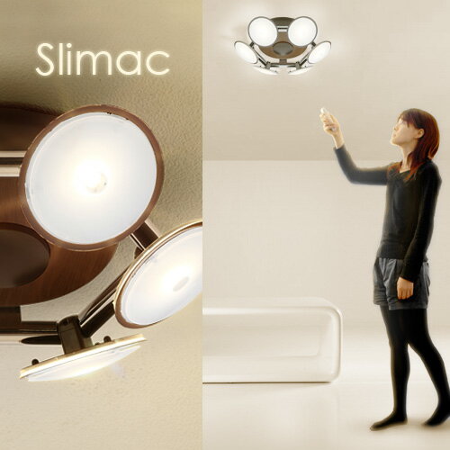  ポイント10倍 送料無料 Slimac LED シーリング シャンデリアタイプ [ ウッドプリント＆ブラウン CE-101 ] シーリングライト リモコン式 スポットライト 6〜8畳用  (S)