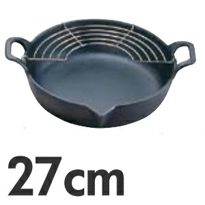 岩鋳　鉄　天ぷら鍋平底　27cm　25-002【マラソン201207_日用品】鉄製天婦羅鍋