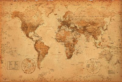 【送料￥290〜】 アンティーク スタイル 世界地図 WORLD MAP antique style...:posterbin:10009551