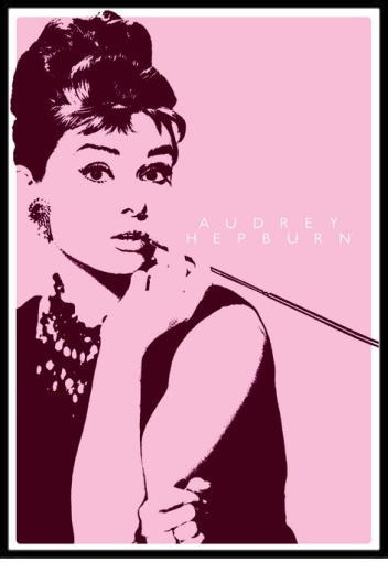 オードリー・ヘプバーン　Audrey Hepburn (Cigarello)　ポスター フレームセット ￥3800以上お買い上げで 送料無料(110707)