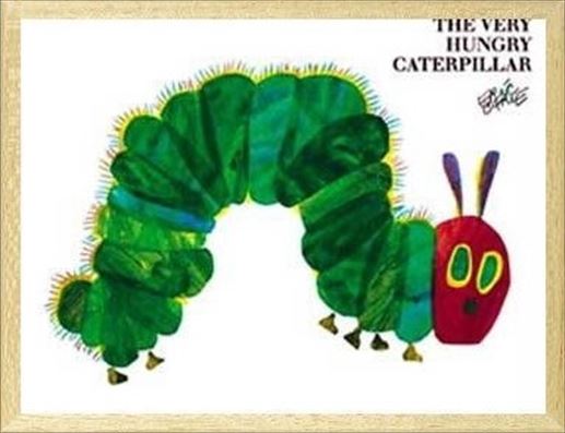 エリック・カール (Eric Carle)　はらぺこあおむし　ポスター 木製フレームセット　A Very Hungry Caterpillar！