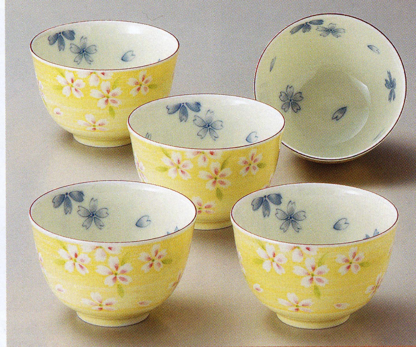 湯呑みセット（外黄桜）...:pottery-n:10000830