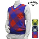 【ベスト系】【241-6261501】【2016年秋冬モデル】Callaway-キャロウェイ- MENS(メンズ) マサイチェックジャカードVネックニットベスト【トップス】【ウェア】M,L,LL,3Lサイズ【ゴルフ用品】