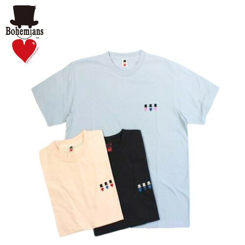 <strong>Bohemians</strong> ボヘミアンズ　トリオ ラブ ハット（刺繍）　半袖Tシャツ　bohemians ギフト プレゼント レディース メンズ おしゃれ かわいい 可愛い 半袖 tシャツ 綿 日本製 カットソー ユニセックス コットン 綿100 刺繍