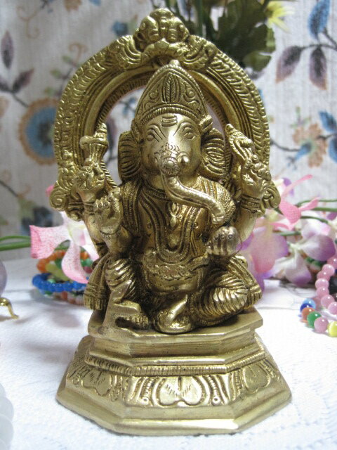 インドから直輸入！神様の置物ガネーシャ像ブラス(真鍮)製