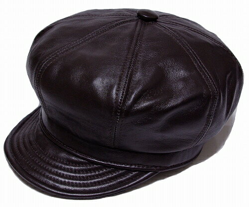 New York Hat（ニューヨークハット） レザーキャスケット #9207 LAMBSKIN SPITFIRE, Brown