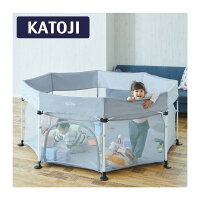 KATOJI ポータブル折りたたみベビーサークル コロコロランド8 グレー SS09