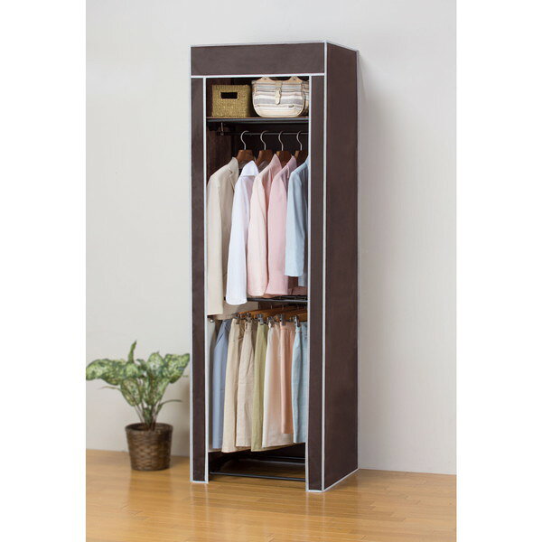 【エントリーでP5倍!20日20___00-27日1___59】 ファミリー・ライフ 選べる<strong>カバー付きクローゼット</strong>ハンガー 60幅 2段掛(04018) メーカー直送