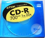 TDK CD-R 700MB　1〜32倍速　1枚・ケース付　ブルー