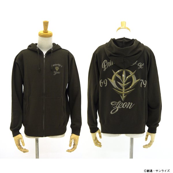 【送料無料対象商品】コスパ 機動戦士ガンダム ジオンマーク刺繍ジップパーカー モス