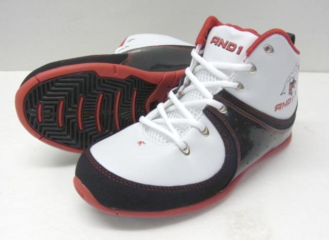 AND1(アンドワン)　AFTERSHOCK MID （アフター ショック ミッド） WHITE/BLACK/RED　D1027BWBR　[バスケットシューズ キッズ　ジュニア ミニバス]