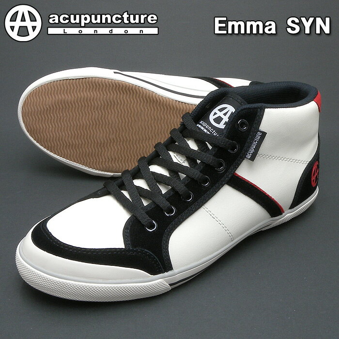 【送料無料】acupuncture(アキュパンクチャー)Emma SYN(エマ シンセティック) A10701 ホワイト/ブラック/レッドミッドカット