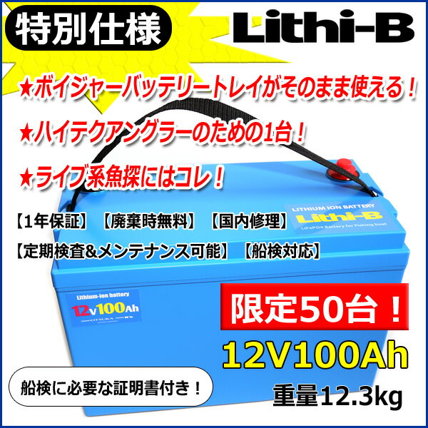【50台限定モデル！】 リチビー（<strong>Lithi-B</strong>）バッテリー 12V 100Ah （LiFePO4) 【送料無料】【5000台突破】