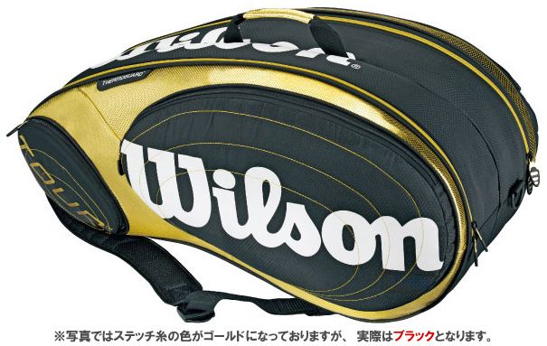 【2012新製品】Wilson（ウイルソン）【TOUR 9 Pack（ラケット9本入）ラケットバッグ WRZ845209 ブラック×ゴールド】テニスバッグ
