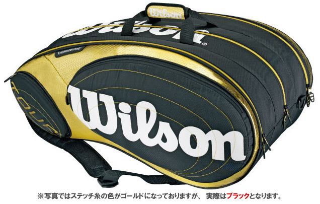 『即日出荷』 【2012新製品】Wilson（ウイルソン）【TOUR 15 Pack（ラケット15本入）ラケットバッグ WRZ845215 ブラック×ゴールド】テニスバッグ