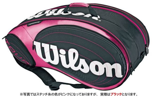 【2012新製品】Wilson（ウイルソン）【TOUR 9 Pack（ラケット9本入）ラケットバッグ WRZ847209 ブラック×ピンク】テニスバッグ