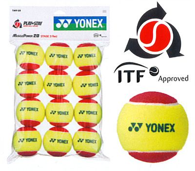 『即日出荷』 YONEX（ヨネックス）【マッスルパワーボール20（STAGE3 RED） TMP20（12個入り）】キッズ/ジュニア用テニスボール