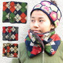 【 レビューで送料無料 】【あす楽】アーガイルチェック3つボタン付きネックウォーマー / ネックウォーマー ボタン メンズ スヌード レディース ボア 新作 あったか ニット スノボ コーデ 防寒 フェイスマスク【メール便可】