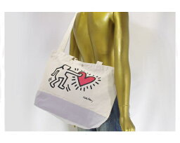 KEITH HARING キースヘリング ストラップは2種類付属、スタイリングや荷物の量に合わせて使い分け 2トーンカラーの キャンバス トートバッグ メンズ 【HEART TOTE】