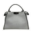 極美品 フェンディ FENDI ピーカーブー スタッズ ハンドバッグ グレー P11854 【中古】