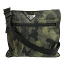 プラダ PRADA トライアングルロゴ カモフラージュ ショルダーバッグ ナイロン グリーン P12499 【中古】
