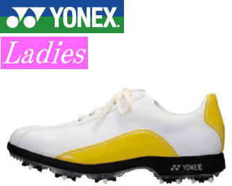 【レディース】ヨネックス パワークッション011L ゴルフシューズ（右利き用）SHG-011L ホワイト／イエロー［YONEX］
