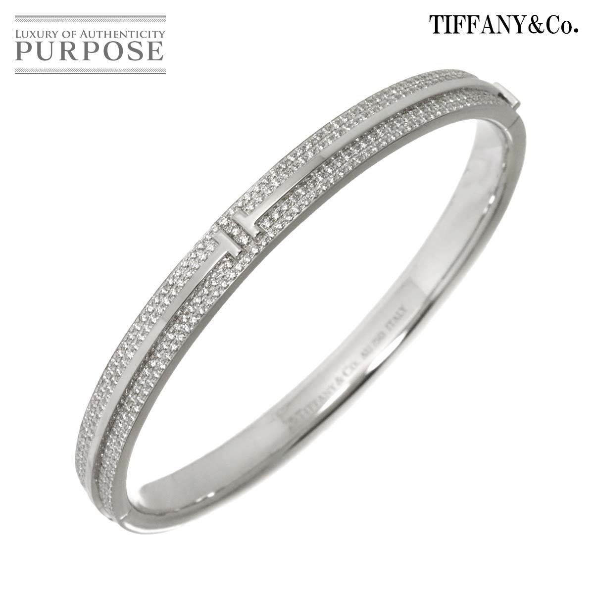 【新品同様】 ティファニー TIFFANY&CO. T TWO ヒンジ ダイヤ ブレスレット 15cm K18 WG ホワイトゴールド 750 Bracelet【中古】