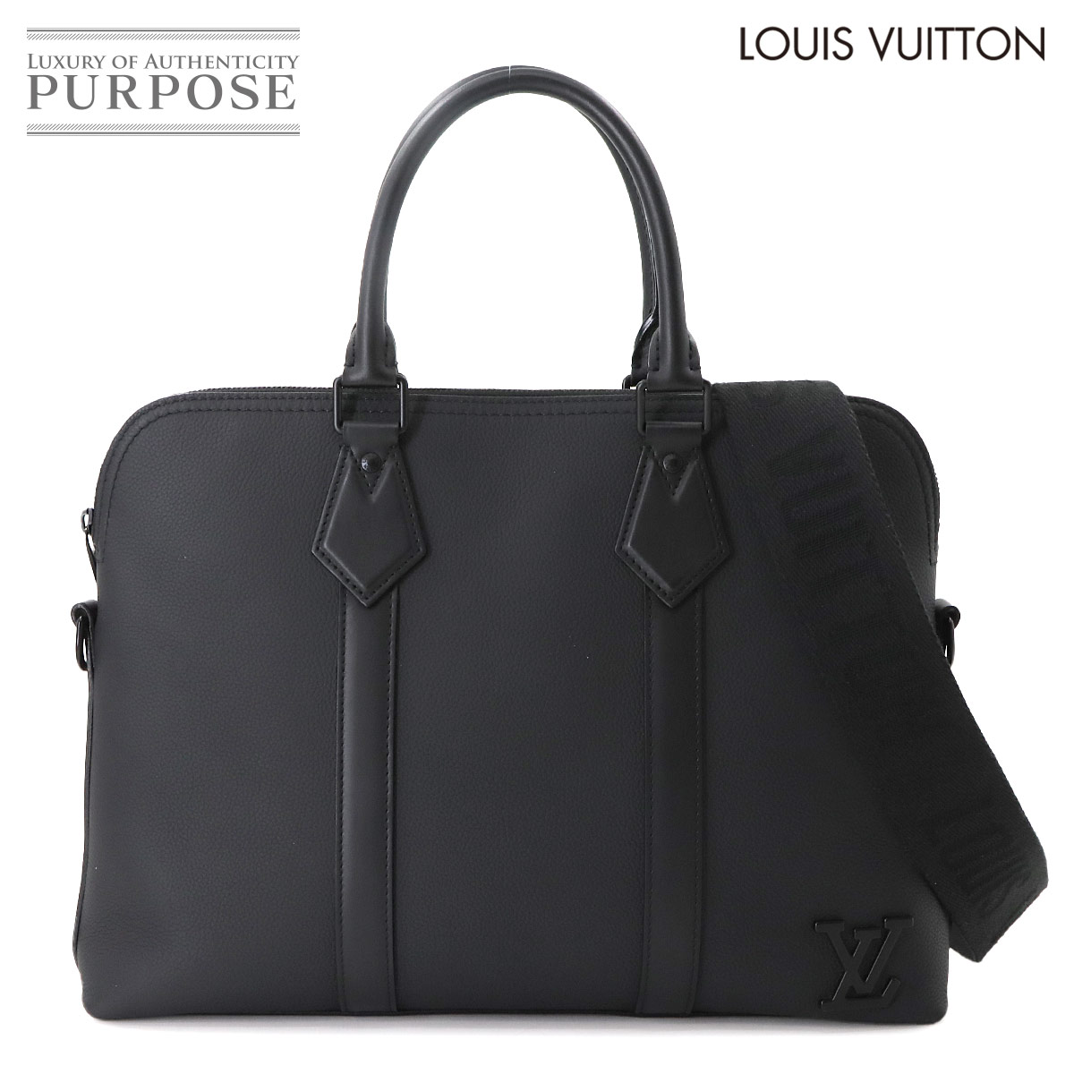 【新品同様】 ルイ ヴィトン LOUIS VUITTON アエログラム テイクオフ ブリーフケース 2way ビジネス ショルダー バッグ レザー ブラック M59159 RFID Takeoff Briefcase 【中古】