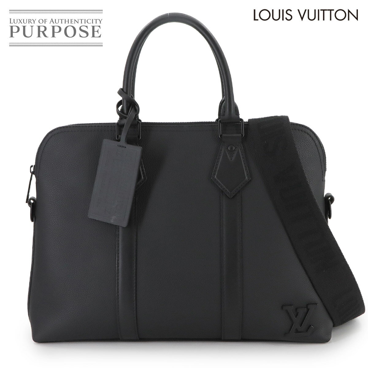【新品同様】 ルイ ヴィトン LOUIS VUITTON アエログラム テイクオフ ブリーフケース 2way ビジネス ショルダー バッグ レザー ブラック M59159 RFID Takeoff Briefcase 【中古】