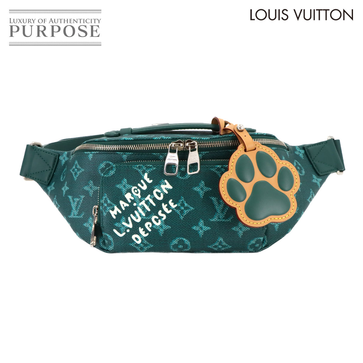 【未使用 展示品】 ルイ ヴィトン LOUIS VUITTON モノグラム ヘリテージ ラッシュ バムバッグ ボディ バッグ グリーン M12867 RFID シルバー 金具 Rush Bumbag 【中古】