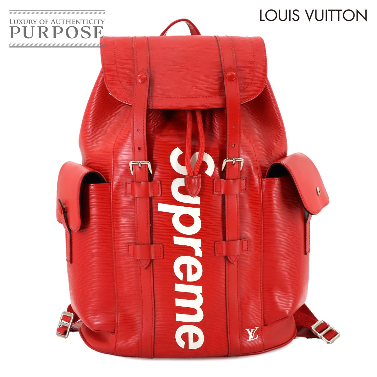 ルイ ヴィトン LOUIS VUITTON シュプリーム エピ クリストファー PM バックパック リュックサック レザー レッド ホワイト M53414 Christopher PM 【中古】