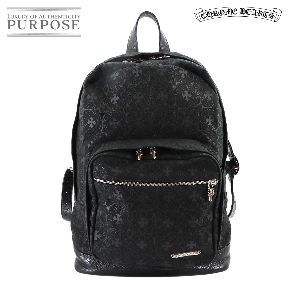【新品同様】 クロムハーツ CHROME HEARTS 7th Grade CHプラス バックパック デニム レザー ブラック Backpack 【中古】