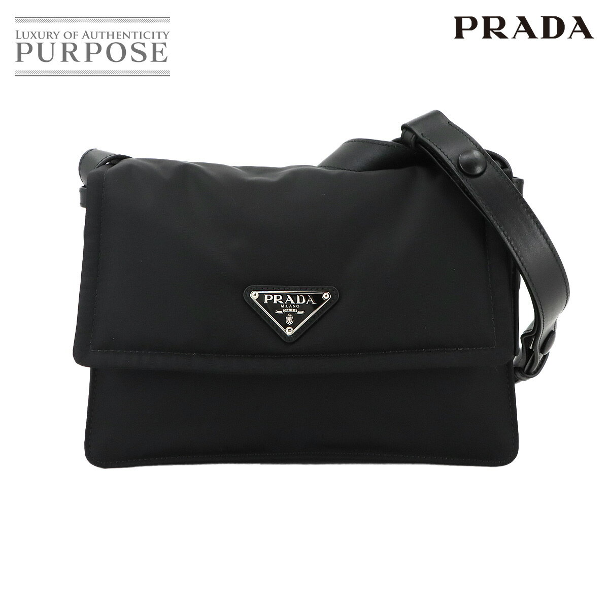【新品同様】 プラダ PRADA スモール パデッド ショルダー バッグ ナイロン レザー ブラック 1BD313 Small Padded Bag 【中古】