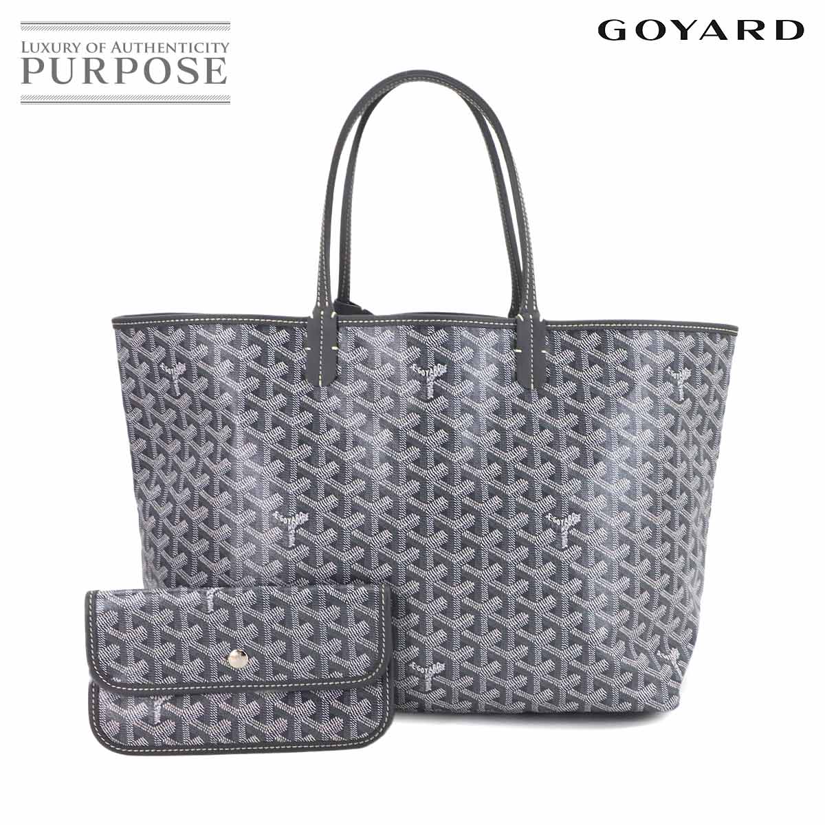 【未使用 展示品】 ゴヤール GOYARD サンルイ PM トート バッグ PVC レザー ヘリンボーン グレー シルバー 金具 Saint Louis PM 【中古】