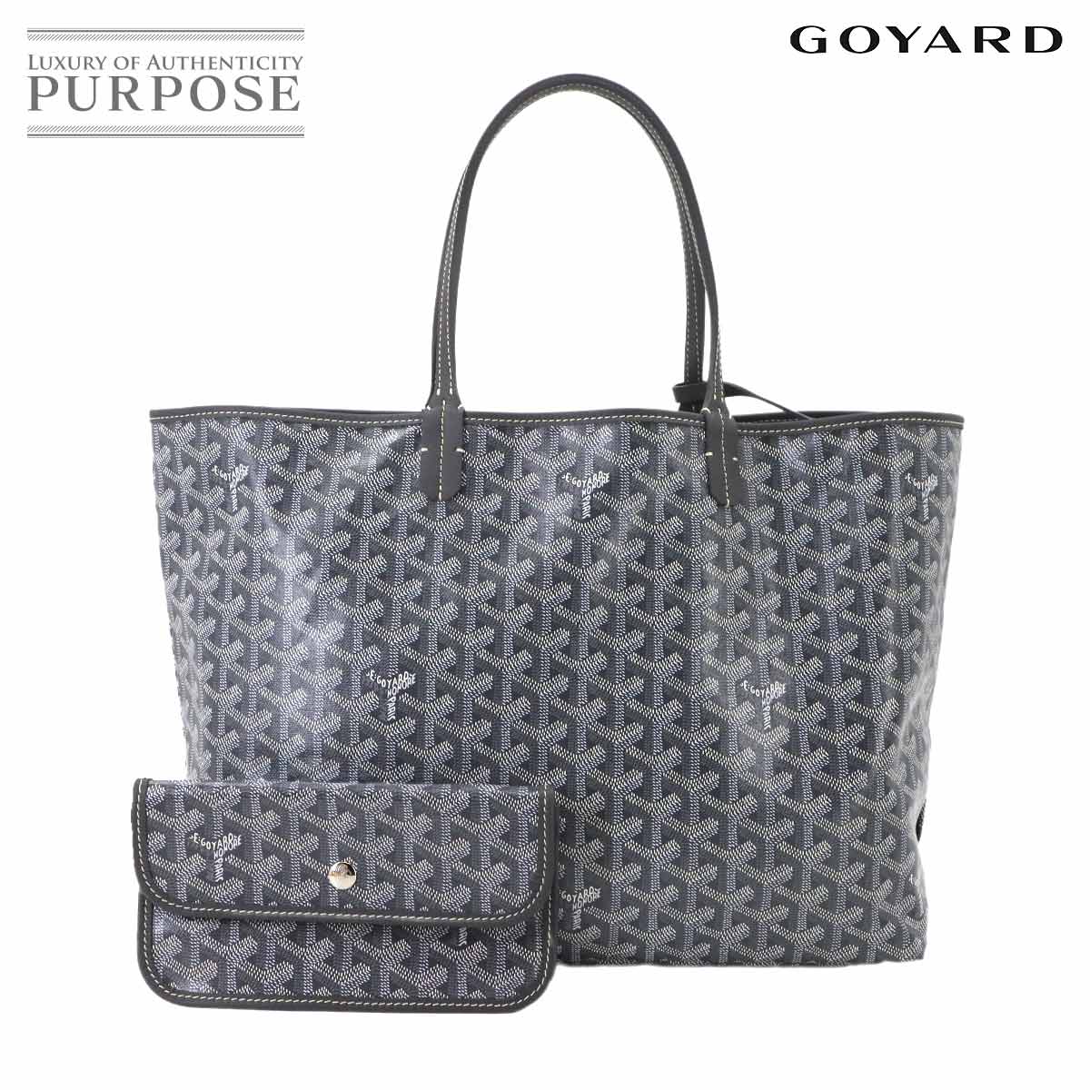 【未使用 展示品】 ゴヤール GOYARD サンルイ PM トート バッグ PVC レザー ヘリンボーン グレー シルバー 金具 Saint Louis PM 【中古】