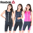 【送料無料】 【REEBOK / リーボック】 レディース フィットネス 水着 ウェア 346901 346-901セパレート タンキニ 股上深め 体型カバー ジップ パット付き スイミング プール アクアビックス トレーニング 2点 セット ラッシュガード ジム スポーツ ダイエット