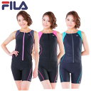 【送料無料】 【FILA / フィラ】 レディース フィットネス 水着 ウェア 3点 セット 346214 346-214セパレート 体型カバー パット付き スイミング プール アクアビックス セパレート トレーニング 大きいサイズ ジム 海水浴 ヨガ スポーツ ダイエット ファスナー