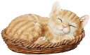 愛らしい猫のオブジェ　眠り猫　気持ちよさそうに眠るとってもかわいいネコのオブジェ　高さ約8.7cm（インテリア　置物　プレゼント）