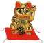 常滑焼 招き猫 梅月 黄金小判猫(右手)座ぶとん付 6号高さ:18cm