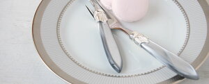 【NEWCOLOR】LauraSilverring(艶あり)コーヒースプーン&ケーキフォークイタリア【イタリア製カトラリー・輸入洋食器】