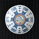 4号皿 染付瓔珞紋時代絵 紫陽花 SH-01【九谷焼 和食器 おしゃれ 日本製 磁器 和モダン MADE IN JAPAN 皿 中皿 丸皿】