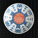 4号皿 染付瓔珞紋時代絵 赤絵 SH-01【九谷焼/和食器/おしゃれ/日本製/磁器/和モダン/MADE IN JAPAN/中皿/丸皿】