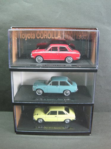 1/43scale EBBRO エブロ 1960年代 大衆車コレクション Toyota Corolla 1100 1966 Datsun Sunny 1000 1966 Subaru ff-1 Sports 1969 トヨタ カローラ ダットサン サニー スバル スポーツ