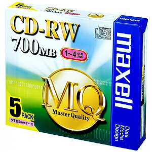 マクセル データ用CD−RW「1−4倍速対応／700MB」5枚パック CDRW80MQ．S1P5S