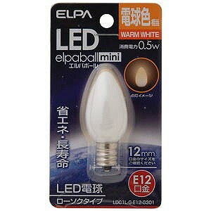 エルパ LED電球　ローソクタイプ（電球色相当／E12口金） LDC1L−G−E12−G301