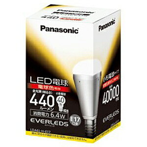 Panasonic LED電球　6．4W（電球色相当） LDA6LHE17